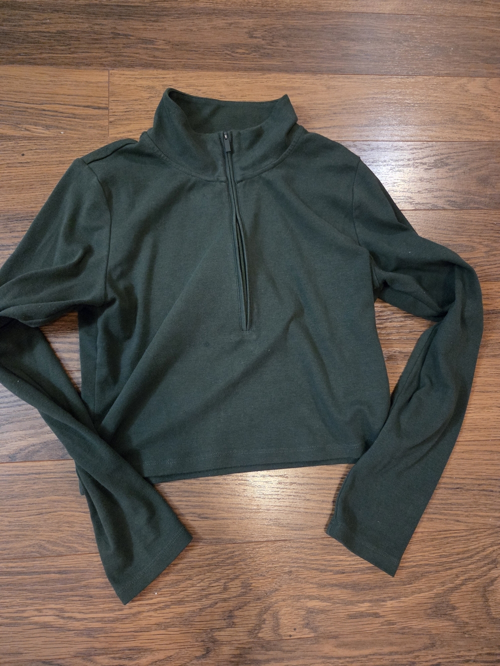 Sunday Best Forest Green Half-Zip Cropped Long Sleeve Top